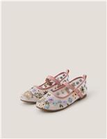 Kids Floral Embroidered Ballerina Shoes (7 Small-4 Large)