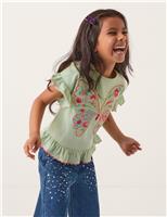 Pure Cotton Embroidered Butterfly T-Shirt (3-13 Yrs)