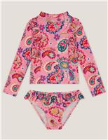 2 Piece Paisley Long Sleeve Swim Set (3-13 Yrs)