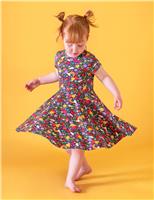 Frugi Cotton Rich Printed Skater Dress (1-12 Yrs) Navy