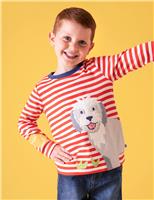Pure Cotton Striped Dog Applique Top (1-10 Yrs)
