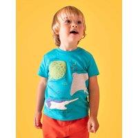 Frugi Pure Cotton Sealife Applique T-Shirt (1-10 Yrs) Blue