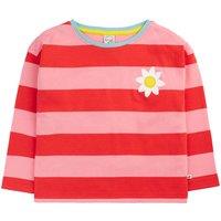Frugi Pure Cotton Striped Daisy Top (1-10 Yrs) Pink