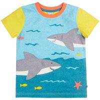 Frugi Pure Cotton Shark Print T-Shirt (3 Mths-8 Yrs) Blue
