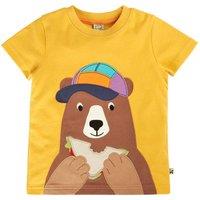 Frugi Pure Cotton Bear Appliqu T-Shirt (1-10 Yrs) Yellow