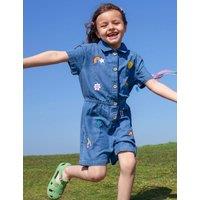 Frugi Denim Embroidered Jumpsuit (2-12 Yrs) Blue
