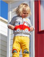 Pure Cotton Tractor Appliqu Zip Hoodie (3 Mths-8 Yrs)