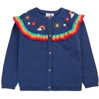 Frugi Pure Cotton Rainbow Ruffle Cardigan (1-12 Yrs) Navy