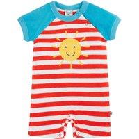 Frugi Pure Cotton Striped Sun Romper (0-24 Months) Red