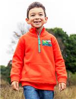 Frugi Pure Cotton Graphic Half Zip Sweatshirt (1-10 Yrs) Red