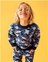 Frugi Pure Cotton Printed Sweatshirt (1-10 Yrs) Navy