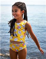 Frugi Reversible Shell & Striped Tankini (3-10 Yrs) Yellow