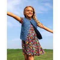 Frugi Denim Floral Embroidered Waistcoat (1-12 Yrs) Blue