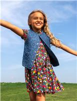 Denim Floral Embroidered Waistcoat (1-12 Yrs)
