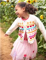 Frugi Pure Cotton Embroidered Cardigan (1-10 Yrs) Pink