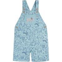 Frugi Pure Cotton Elephant Short Dungarees (3 Mths-5 Yrs) Blue