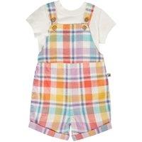 Frugi 2 Piece Pure Cotton Checked Dungaree Outfit (3-24 Mths) Multi