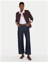 Jigsaw Crepe Jersey Button Detail Jacket Burgundy