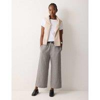 Jigsaw Pure Linen Checked Wide Leg Trousers Grey Mix