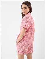 Pure Cotton Heart Print Shortie Set