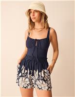 Floral Border Print Shorts