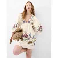 ACCESSORIZE Cotton Rich Embroidered Mini Beach Dress Ivory