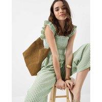 ACCESSORIZE Pure Cotton Gingham Frill Detail Jumpsuit Green