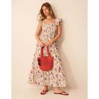 ACCESSORIZE Pure Cotton Floral Maxi Beach Dress Ivory