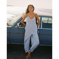 Billabong Only In Dreams Pure Cotton Wide Leg Jumpsuit Blue