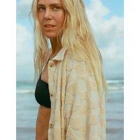 Billabong Laura Waves Cotton Rich Beach Cover Up Shirt White
