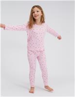 Valentines Ribbed Heart Print Pyjamas