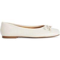 Dune London Leather Square Toe Ballet Pumps Ecru