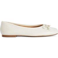 Dune London Leather Square Toe Ballet Pumps Ecru