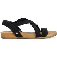 Dune London Leather Cross Strap Flat Sandals Black