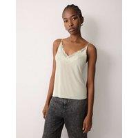 Jigsaw Modal Rich V-Neck Lace Trim Cami Top Green