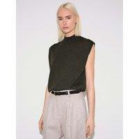 Jigsaw Pure Wool Textured Knitted Vest Khaki