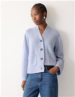 Wool Rich Chunky V-Neck A-Line Cardigan