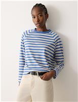 Pure Cotton Striped Raglan Sleeve Top