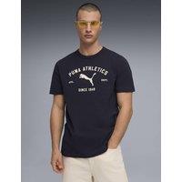 Puma Class Pure Cotton Crew Neck Graphic T-Shirt Navy