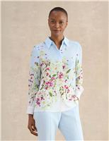 HOBBS Floral Collared Button Through Shirt Blue Mix