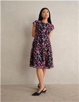 Floral Embroidered Knee Length Skater Dress