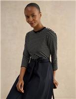 HOBBS Striped Tie Waist Knee Length Skater Dress Blue Mix