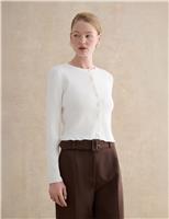 Ribbed Crew Neck Cropped Cardigan