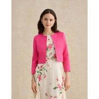 HOBBS Cotton Blend Textured Cropped Jacket Pink
