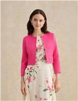 Cotton Blend Textured Cropped Jacket