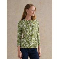 HOBBS Floral Round Neck Keyhole Blouse Green Mix