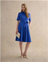 HOBBS Cotton Rich Knee Length Skater Dress Blue