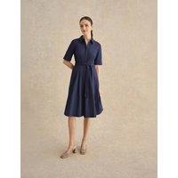 HOBBS Cotton Rich Knee Length Skater Dress Blue