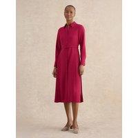 HOBBS Belted Pleated Midi Shirt Dress Pink