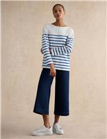 Pure Cotton Striped Slash Neck Top